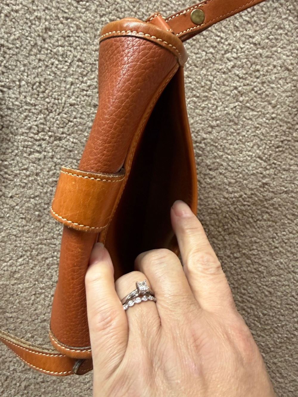 Rare Vintage Dooney & Bourke Tan Equestrian Tack Crossbody Saddle Bag - Picture 4 of 12